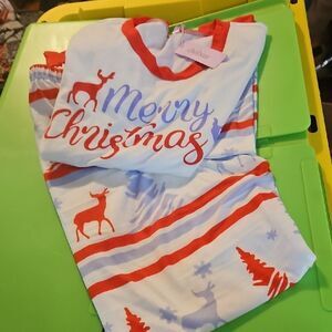 Cheibear Red and White Merry Christmas  Pajama Set Xs
